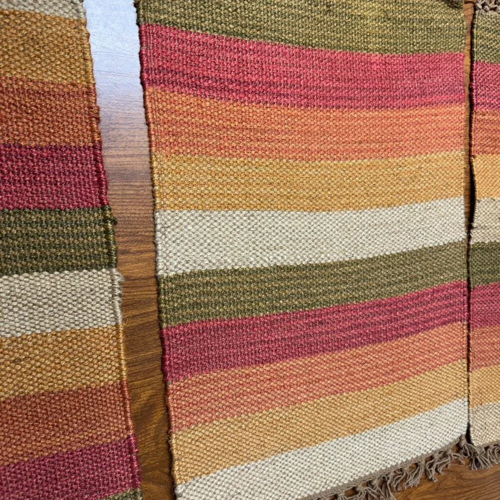 Pier 1 One Set of 3 Jute Woven Placemats Fringe NEW